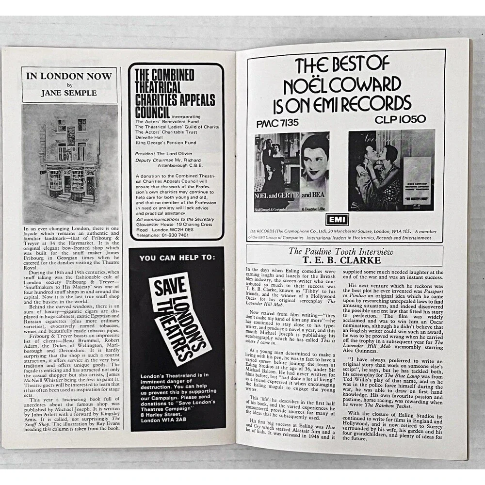 Vintage 1973 Phoenix Theatre Design for Living Noël Coward Programme London